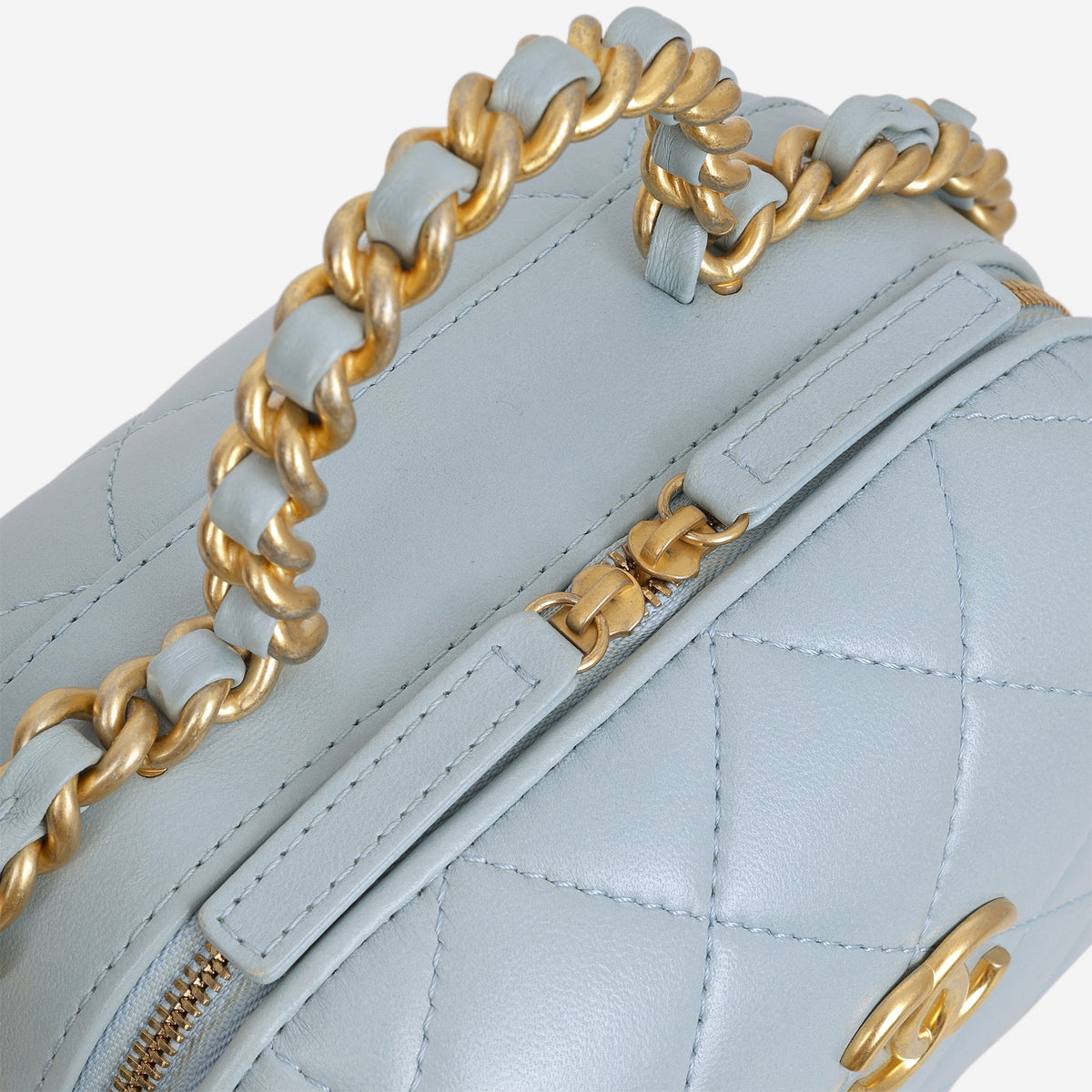 Chanel Small CC Bubble Vanity Case - Blue Lambskin | Aged Gold Hardware
