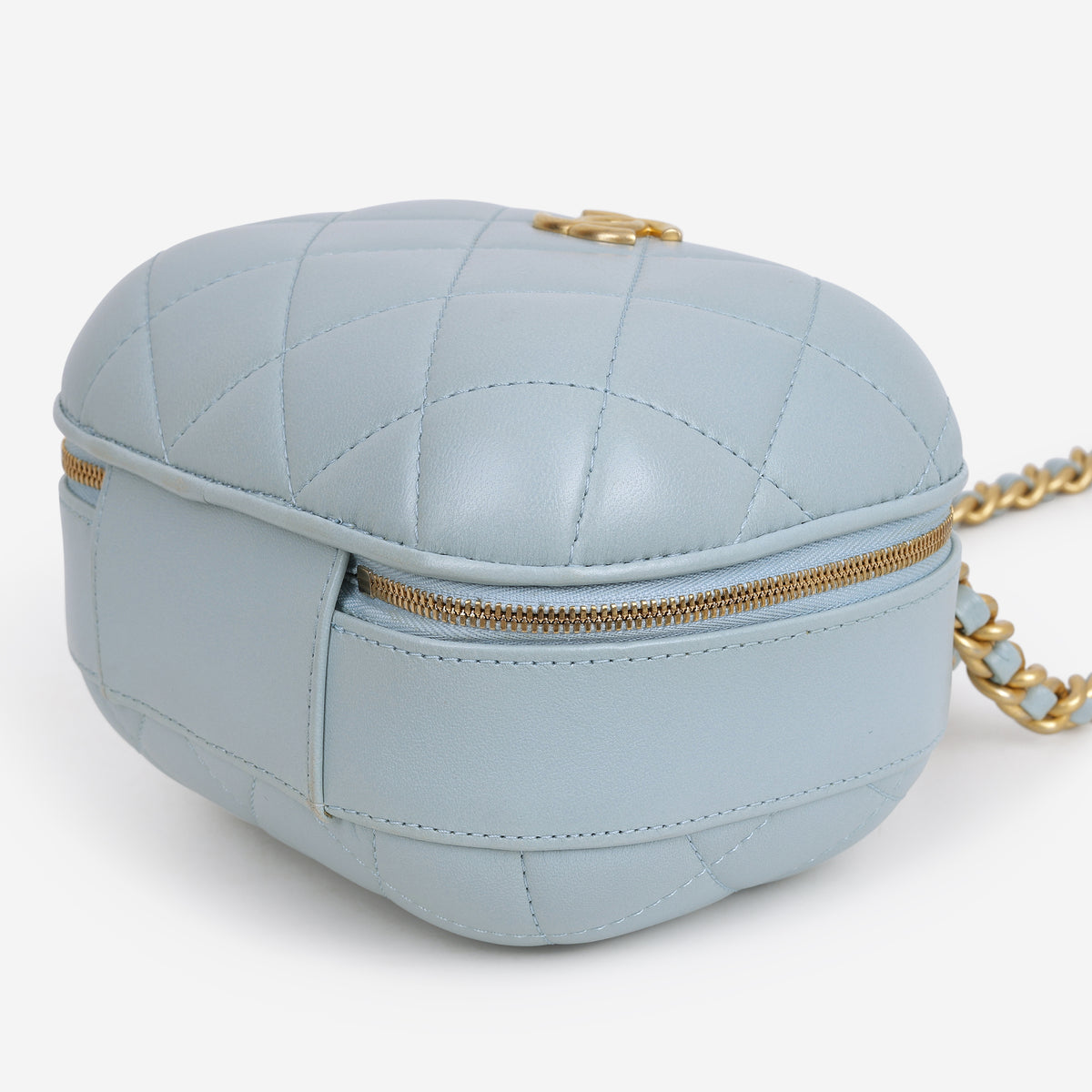 Chanel Small CC Bubble Vanity Case - Blue Lambskin | Aged Gold Hardware