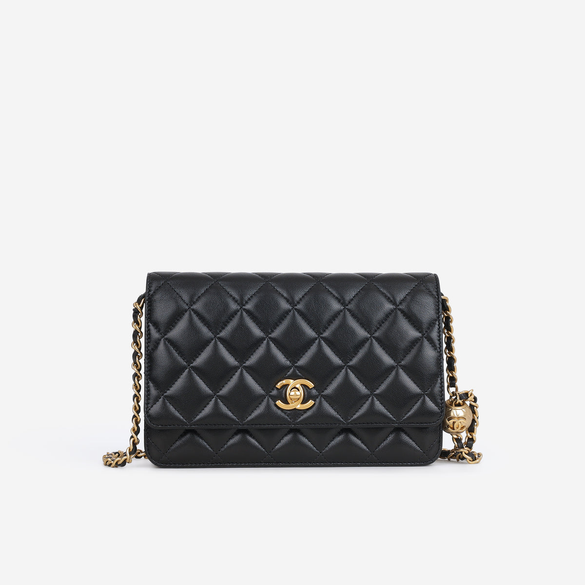 Chanel Pearl Crush Wallet On Chain - Black Lambskin | Gold Hardware
