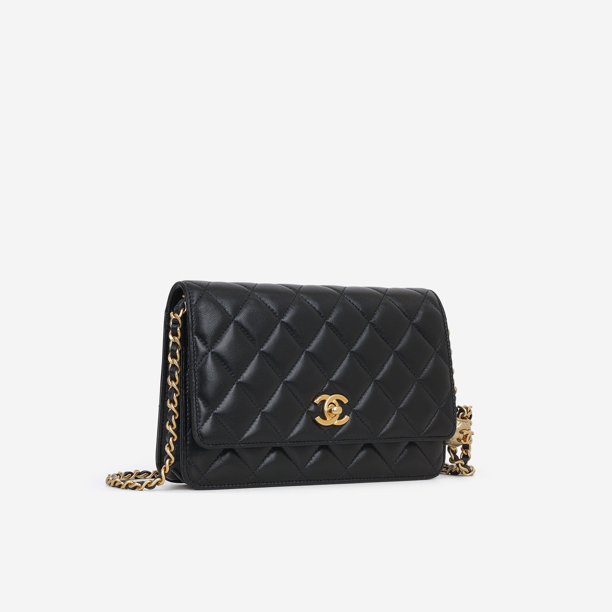 Chanel Pearl Crush Wallet On Chain - Black Lambskin | Gold Hardware