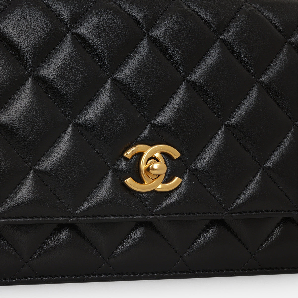 Chanel Pearl Crush Wallet On Chain - Black Lambskin | Gold Hardware