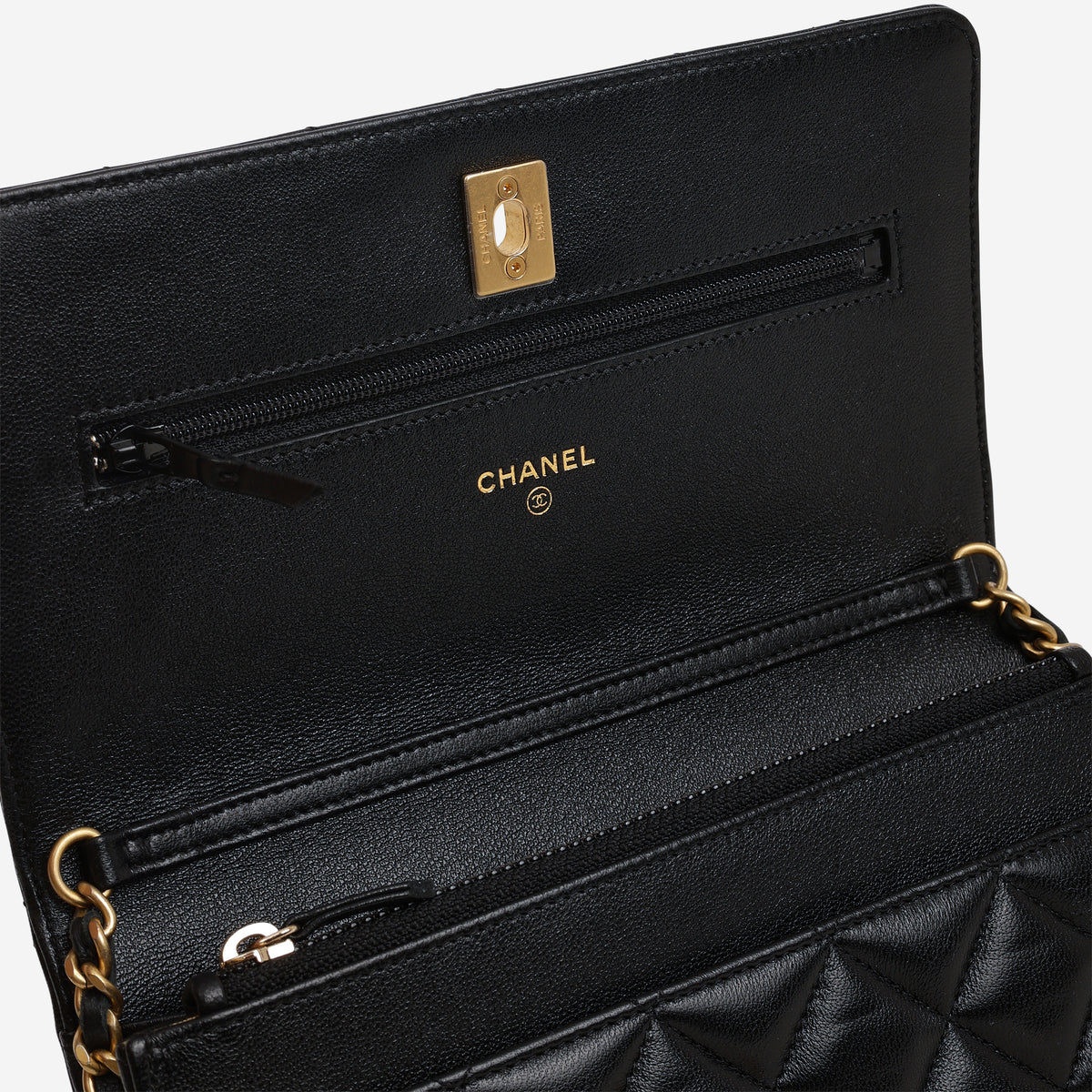 Chanel Pearl Crush Wallet On Chain - Black Lambskin | Gold Hardware