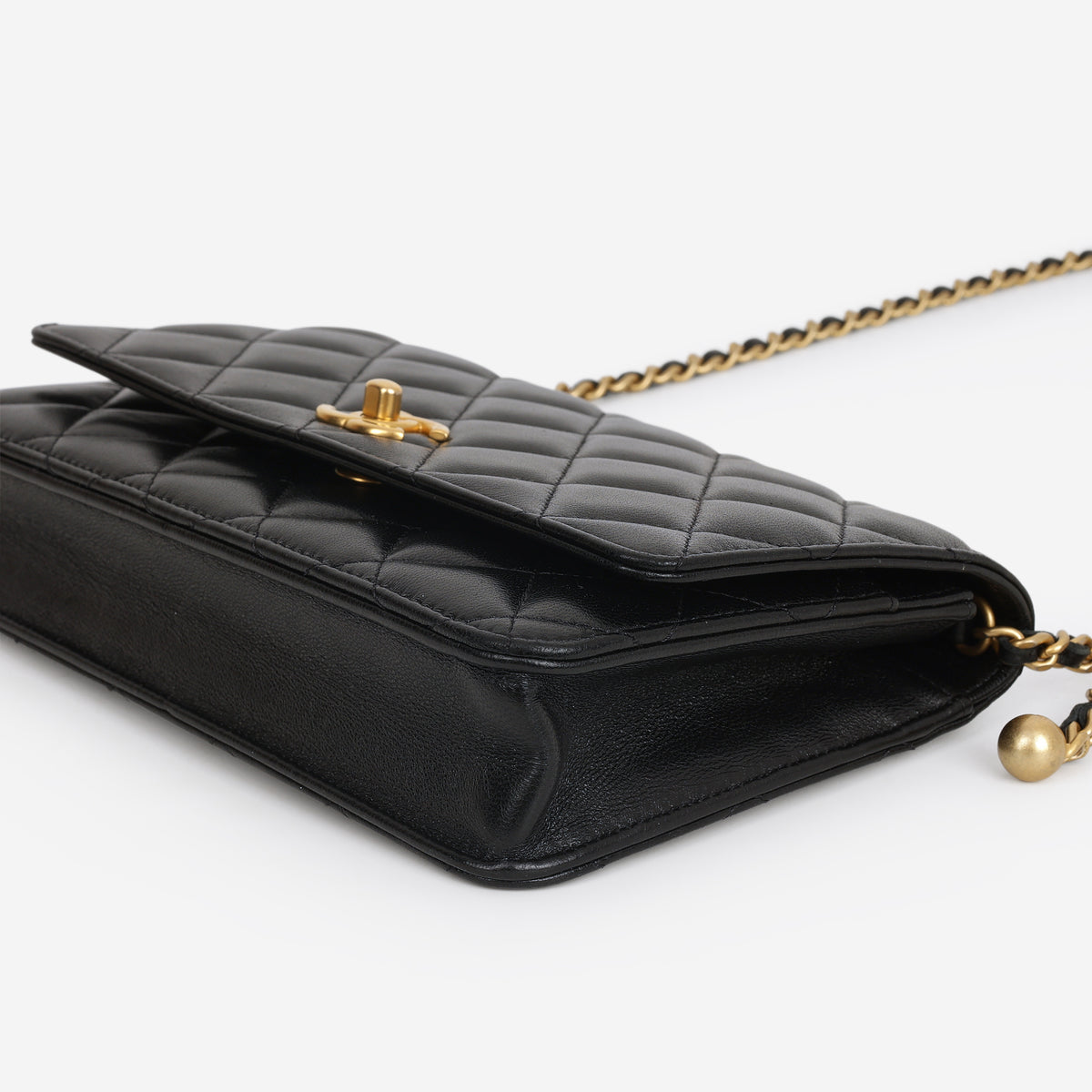 Chanel Pearl Crush Wallet On Chain - Black Lambskin | Gold Hardware