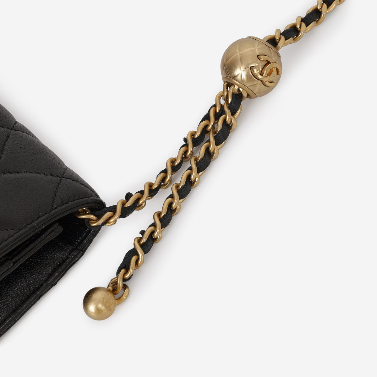 Chanel Pearl Crush Wallet On Chain - Black Lambskin | Gold Hardware