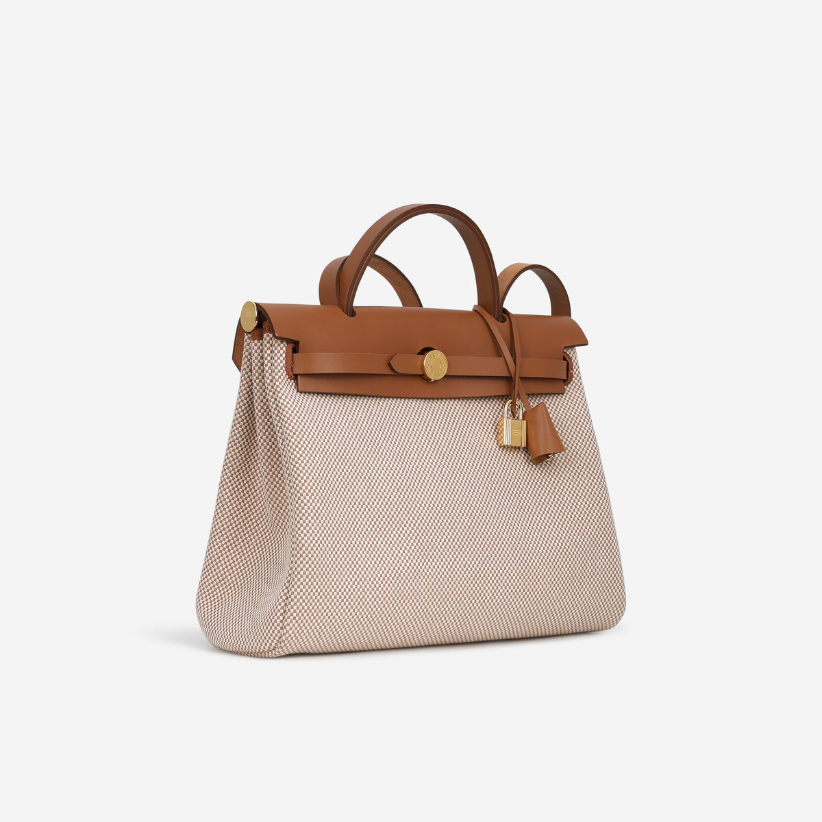Hermès Herbag 31 - Ecru Viking Criss Toile / Fauve Hunter | Gold Hardware