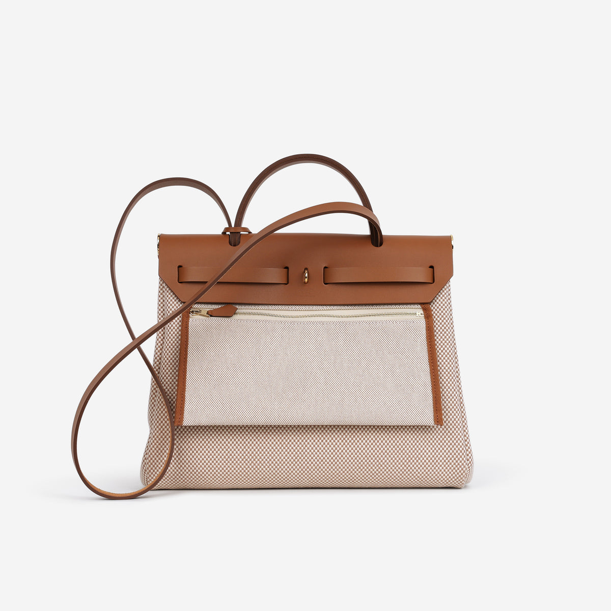 Hermès Herbag 31 - Ecru Viking Criss Toile / Fauve Hunter | Gold Hardware