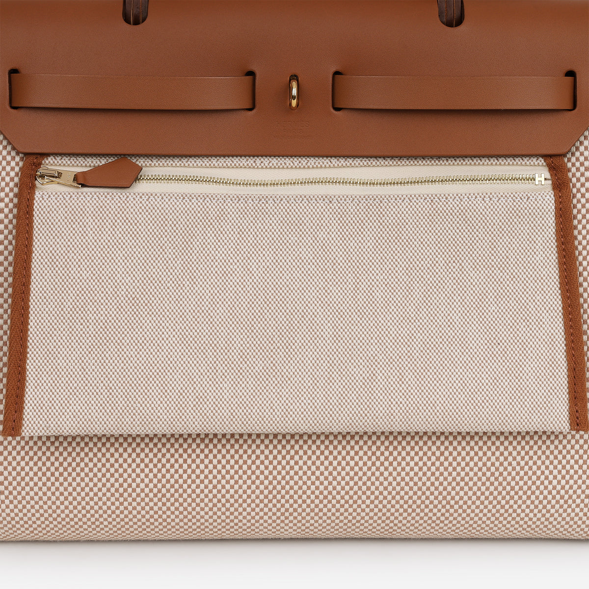 Hermès Herbag 31 - Ecru Viking Criss Toile / Fauve Hunter | Gold Hardware