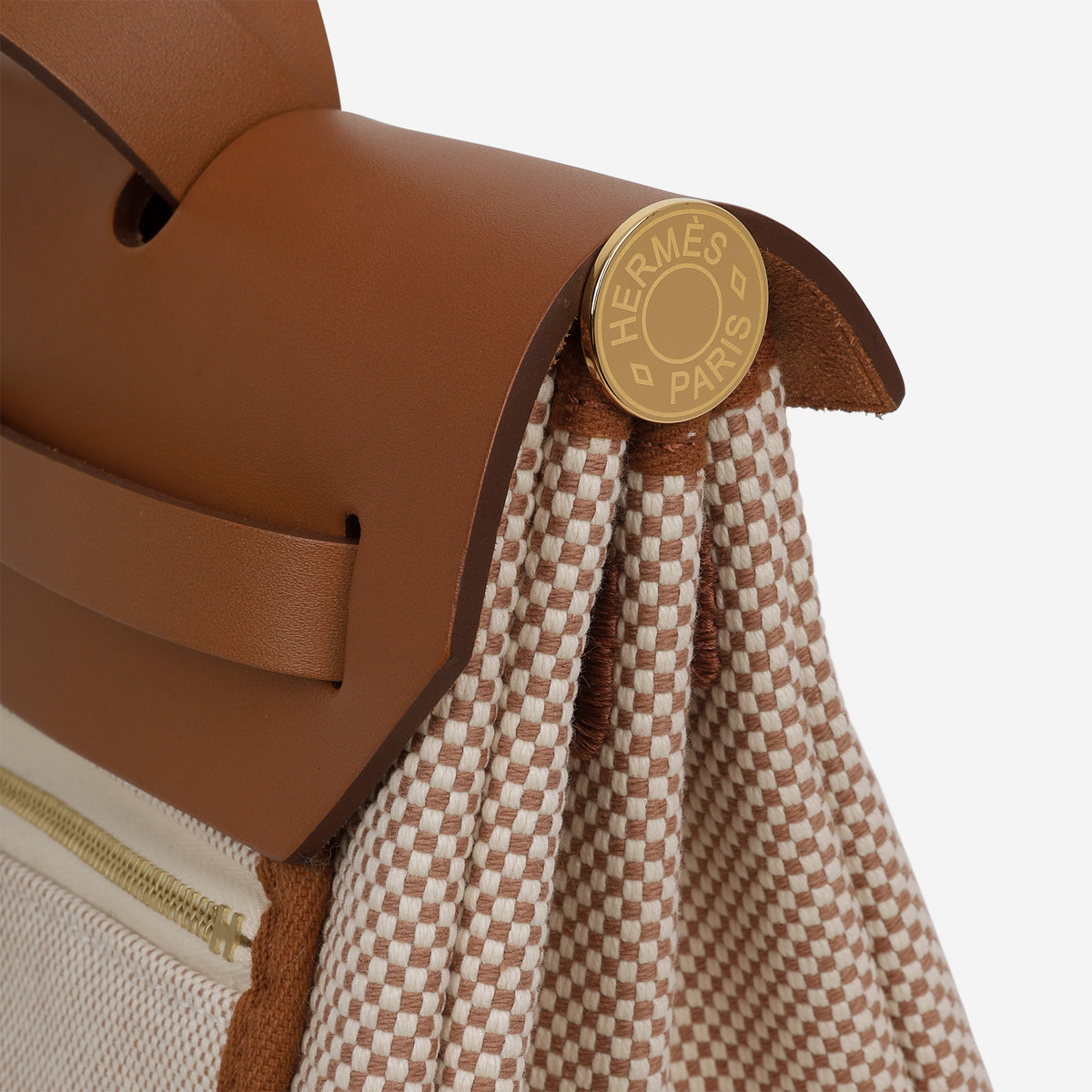 Hermès Herbag 31 - Ecru Viking Criss Toile / Fauve Hunter | Gold Hardware