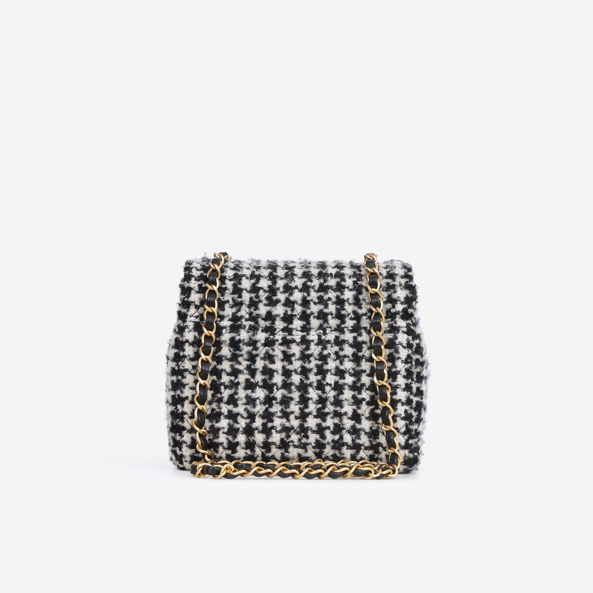 Chanel Mini Square Flap - Sequin Houndstooth Tweed | Gold Hardware