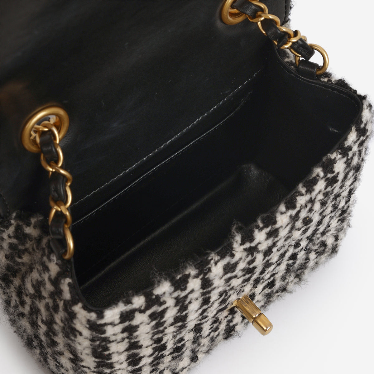 Chanel Mini Square Flap - Sequin Houndstooth Tweed | Gold Hardware