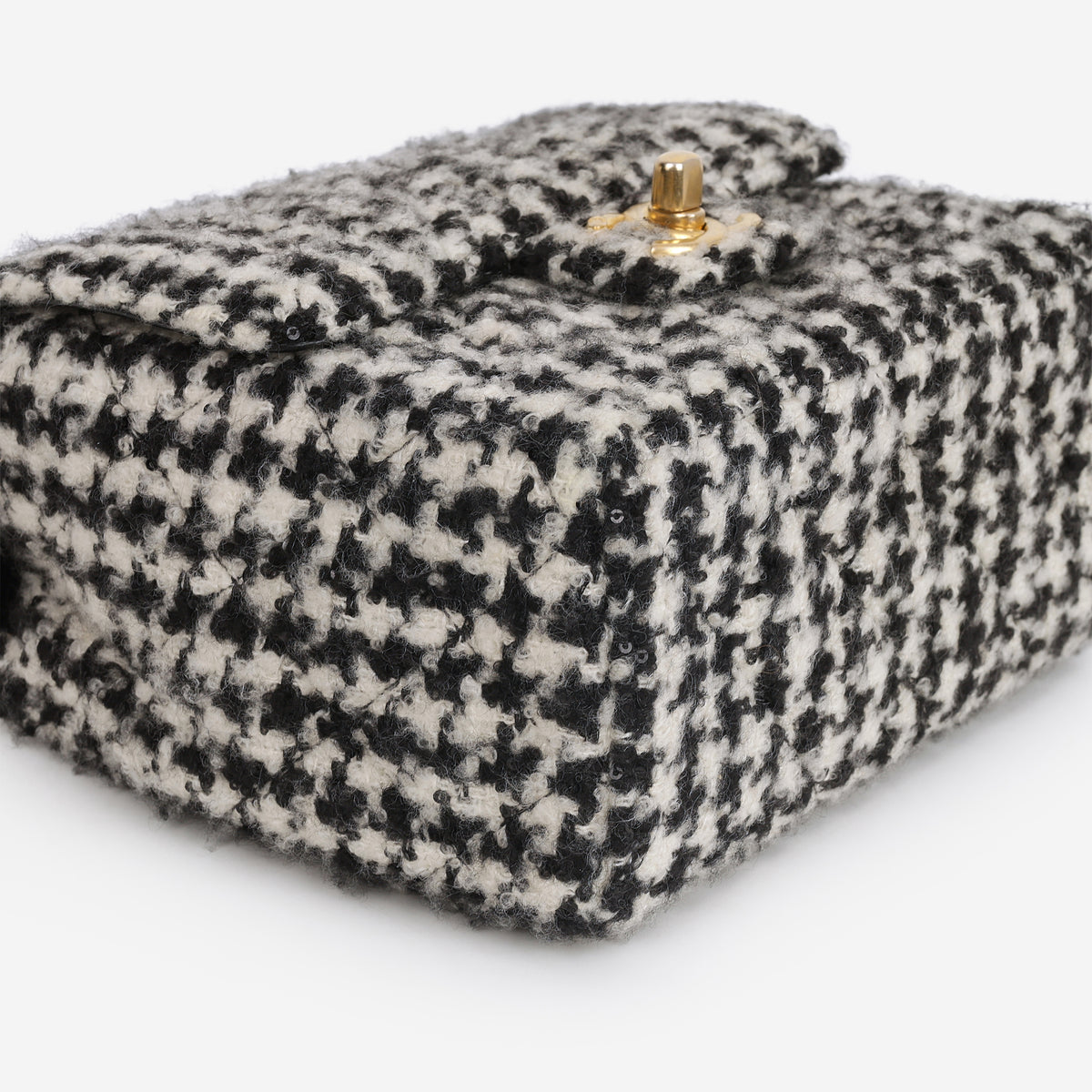 Chanel Mini Square Flap - Sequin Houndstooth Tweed | Gold Hardware