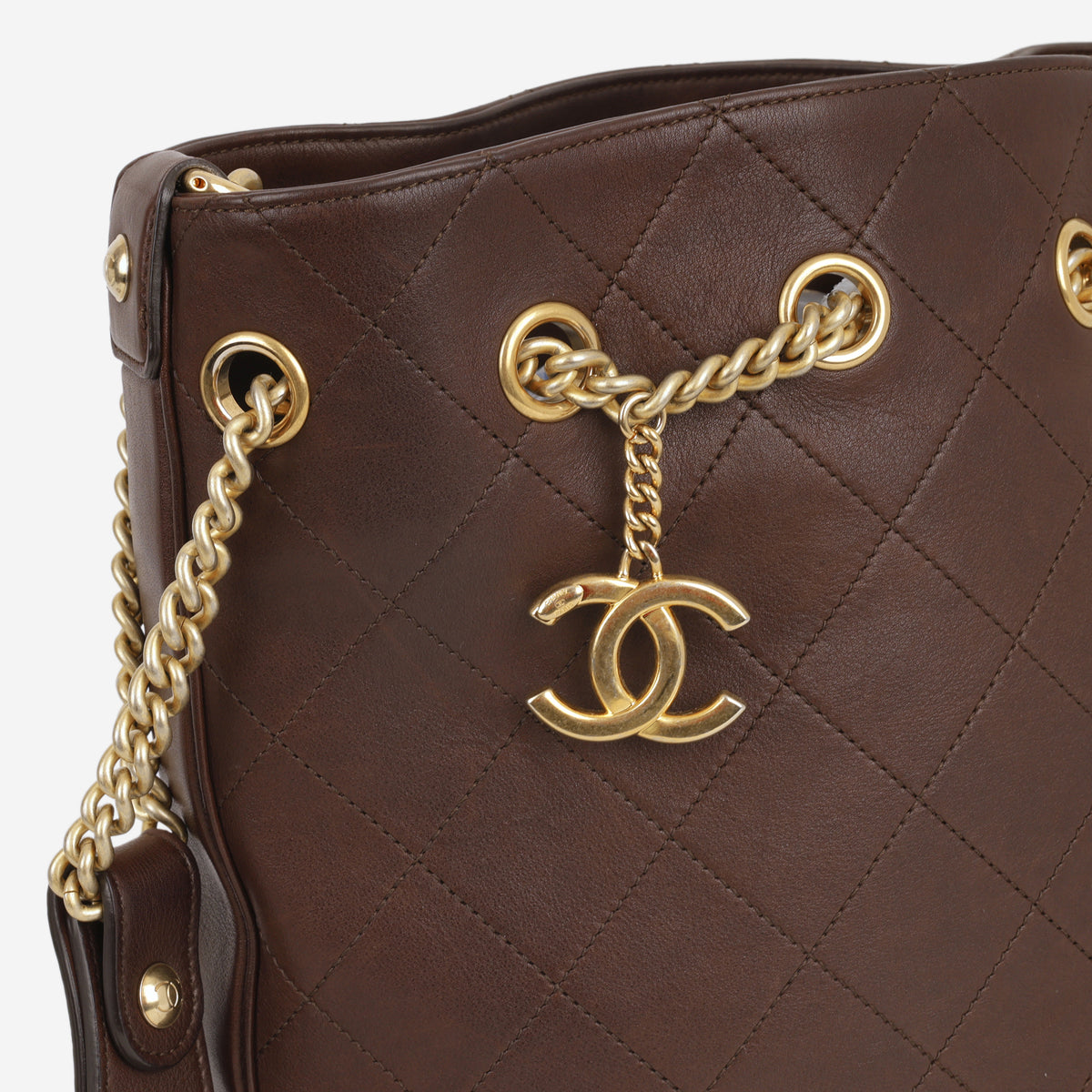 Chanel Paris - Cuba "On My Shoulder" Tote - Dark Brown Lambskin | Aged Gold Hardware