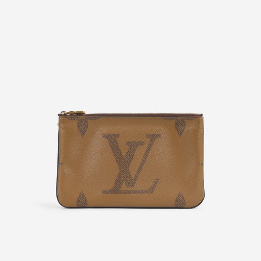 Louis Vuitton Double Zip Pochette - Monogram Giant / Reverse | Gold Hardware