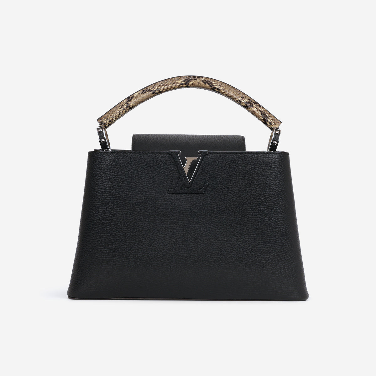 Louis Vuitton Capucines MM - Black Grained Calfskin / Python Handle | Silver Hardware