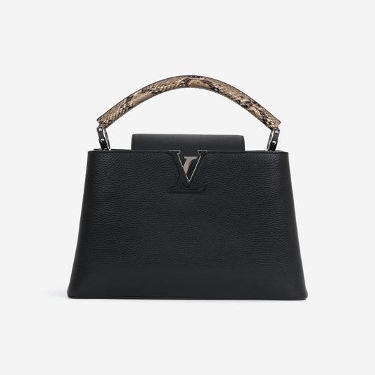 Louis Vuitton Capucines MM - Black Grained Calfskin / Python Handle | Silver Hardware
