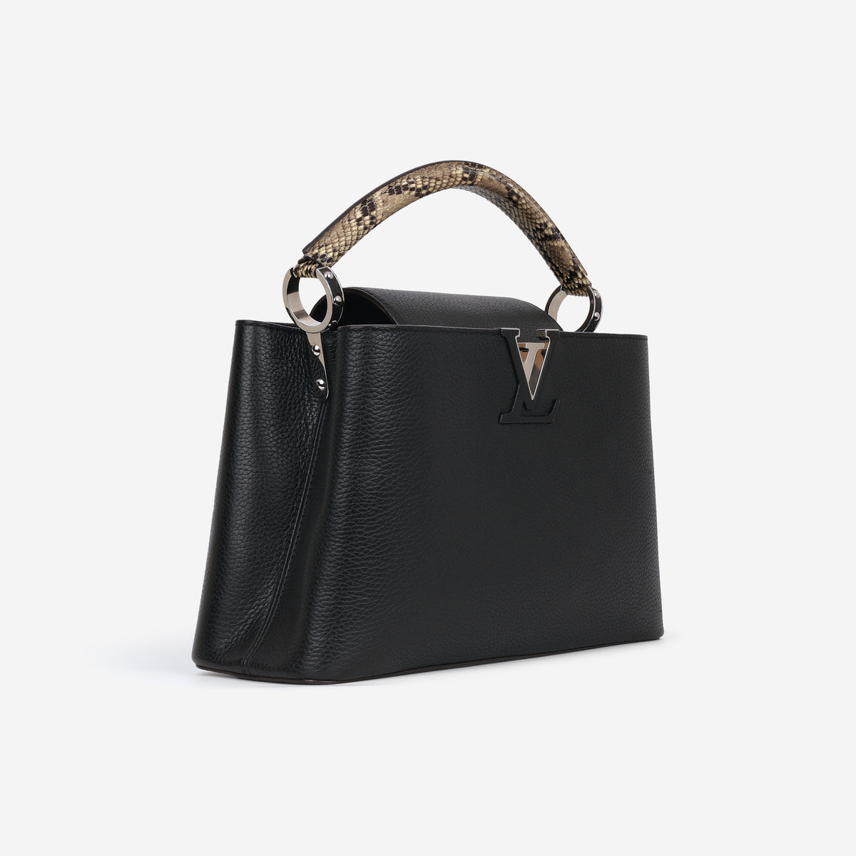 Louis Vuitton Capucines MM - Black Grained Calfskin / Python Handle | Silver Hardware