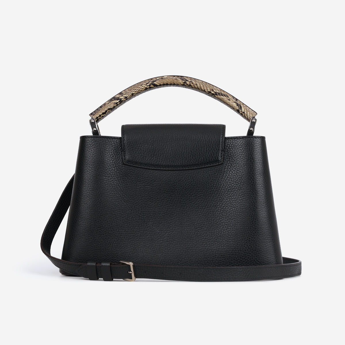 Louis Vuitton Capucines MM - Black Grained Calfskin / Python Handle | Silver Hardware