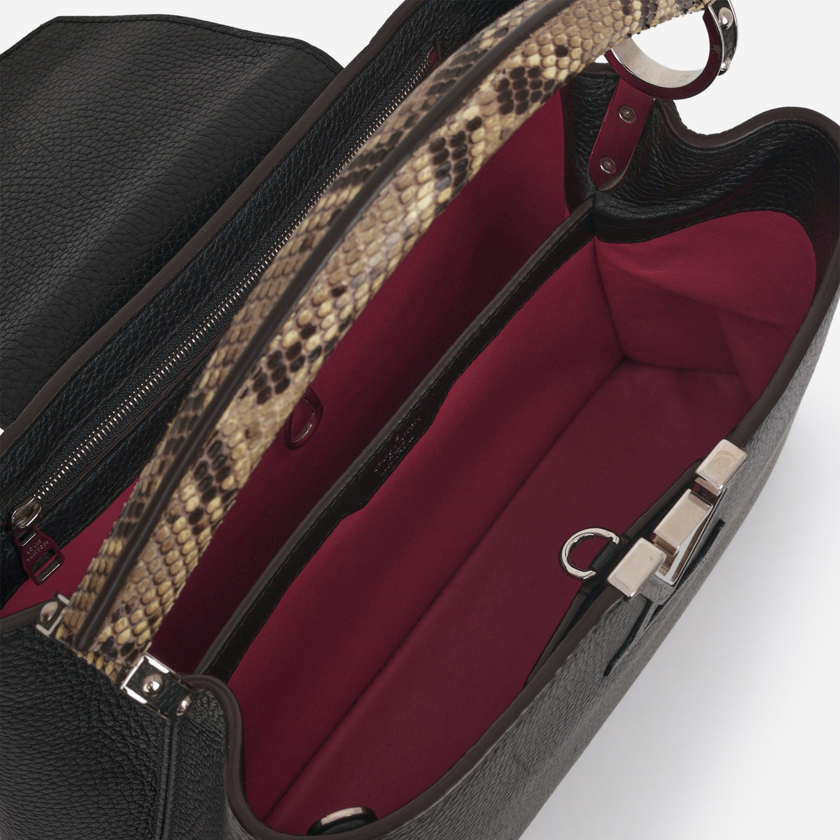 Louis Vuitton Capucines MM - Black Grained Calfskin / Python Handle | Silver Hardware