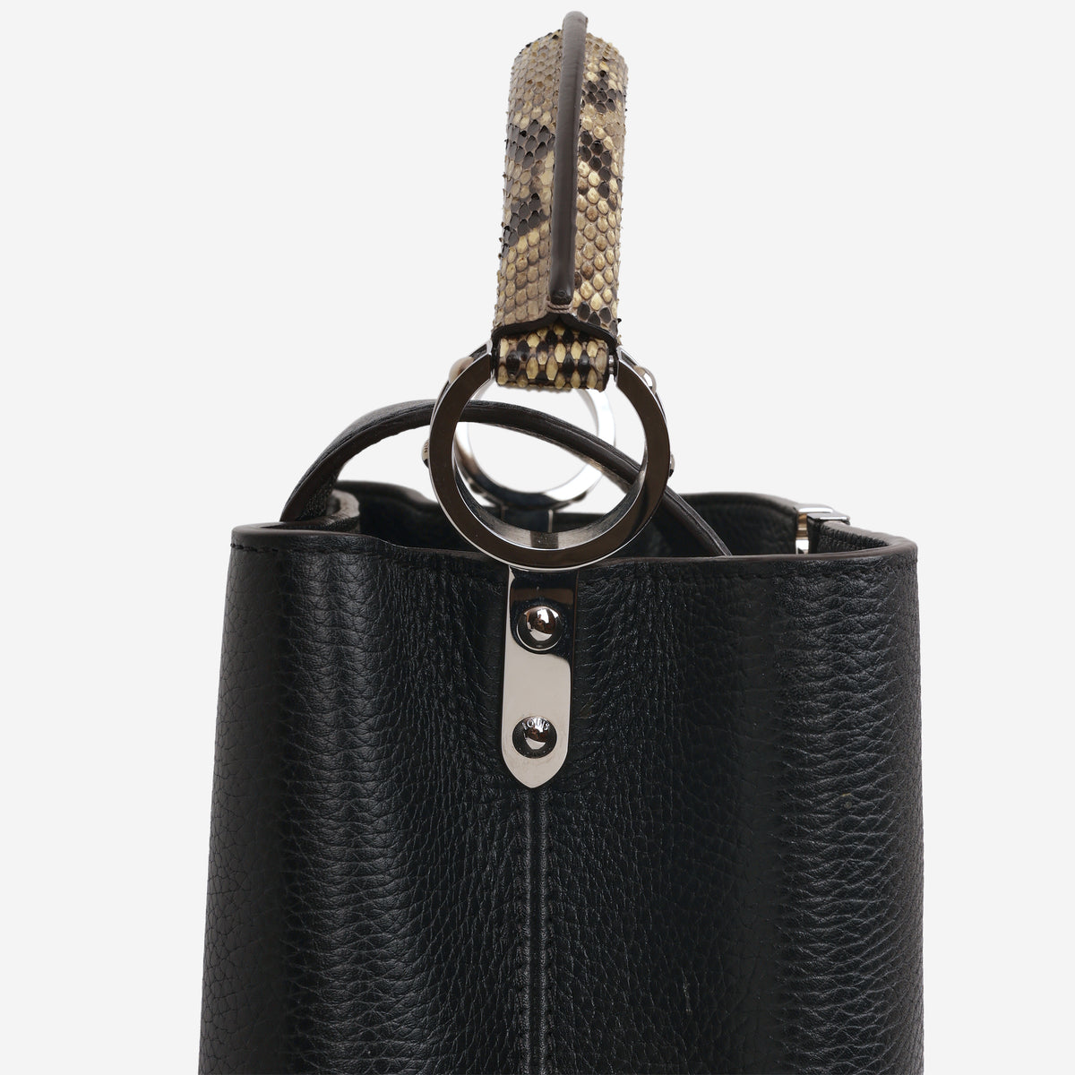 Louis Vuitton Capucines MM - Black Grained Calfskin / Python Handle | Silver Hardware