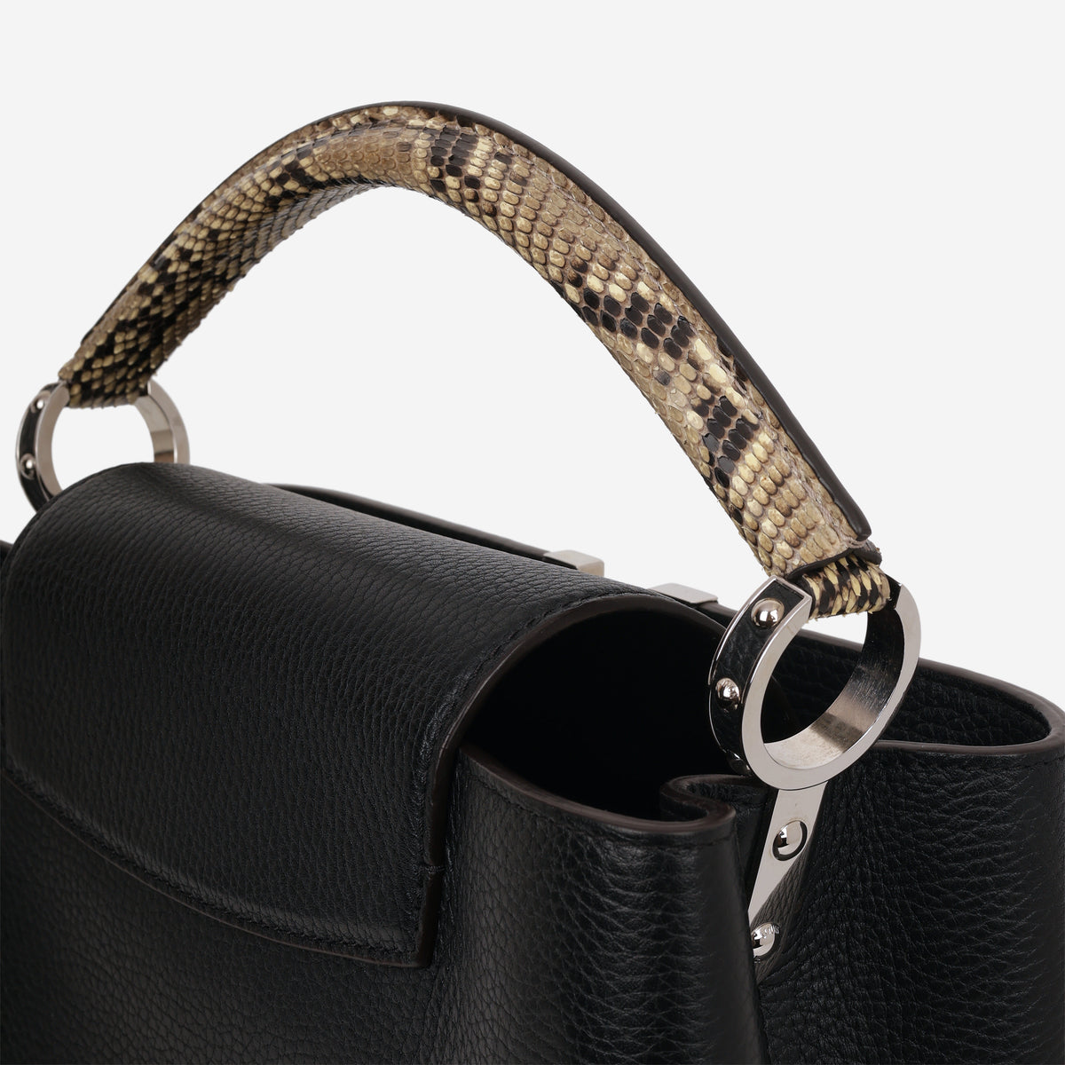 Louis Vuitton Capucines MM - Black Grained Calfskin / Python Handle | Silver Hardware