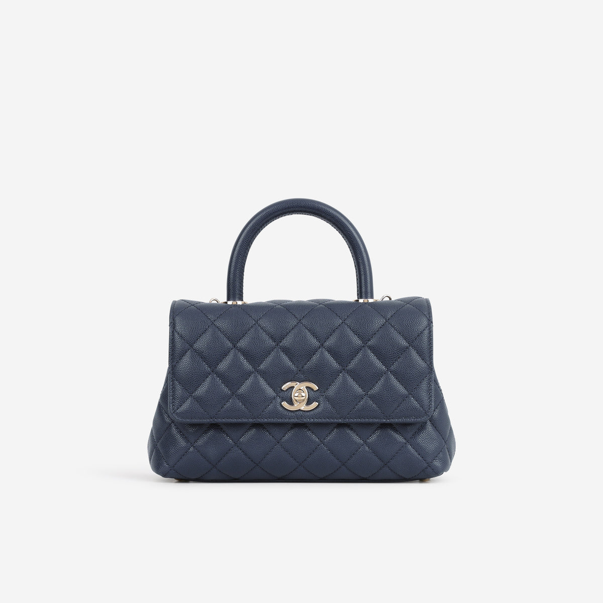 Chanel Small Coco Handle - Navy Caviar | Champagne Gold Hardware