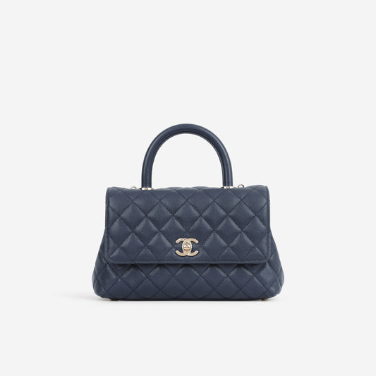 Chanel Small Coco Handle - Navy Caviar | Champagne Gold Hardware