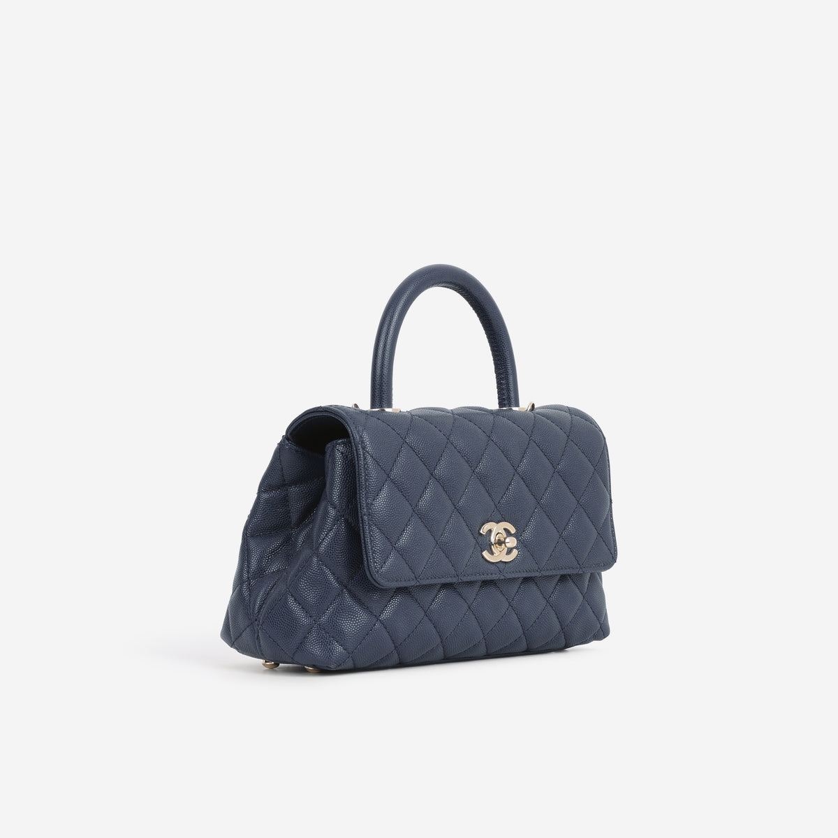 Chanel Small Coco Handle - Navy Caviar | Champagne Gold Hardware