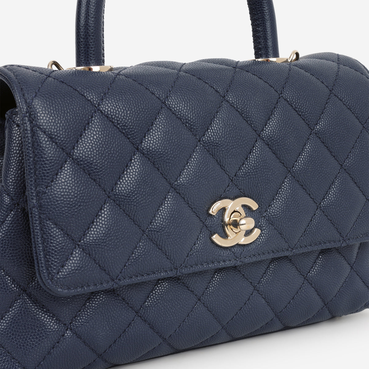 Chanel Small Coco Handle - Navy Caviar | Champagne Gold Hardware