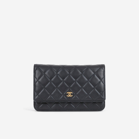 Chanel Classic Wallet on Chain - Black Lambskin | Gold Hardware - Bagista