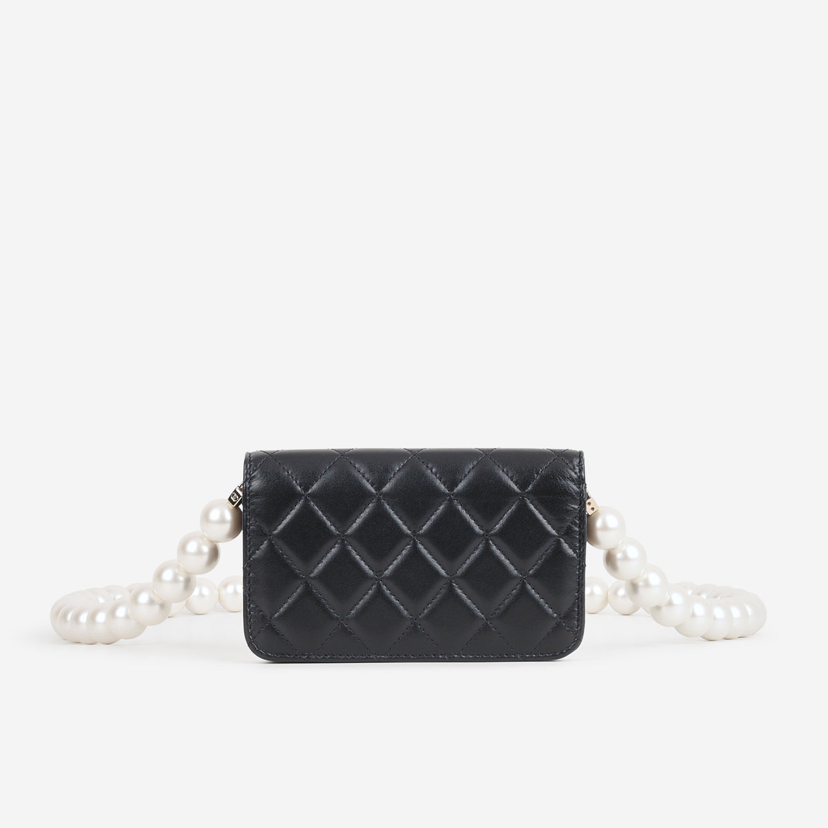 Chanel Maxi Pearl Clutch On Chain - Black Lambskin | Champagne Gold Hardware