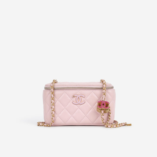 Chanel CC Crush Vanity On Chain - Pink Lambskin Enamel | Gold Hardware