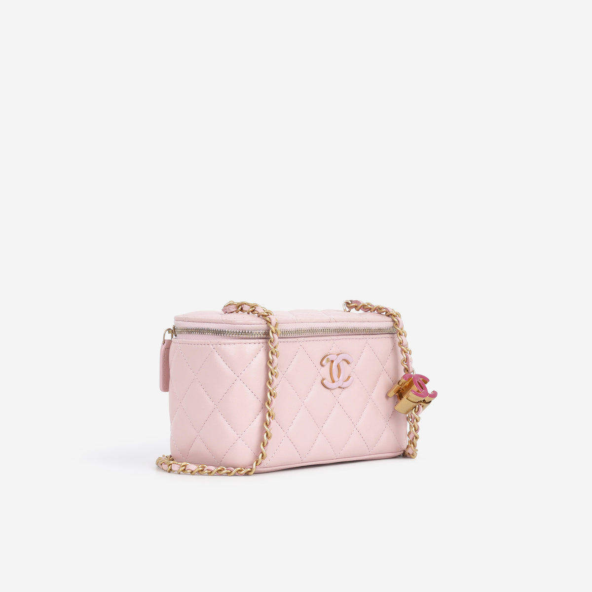 Chanel CC Crush Vanity On Chain - Pink Lambskin Enamel | Gold Hardware