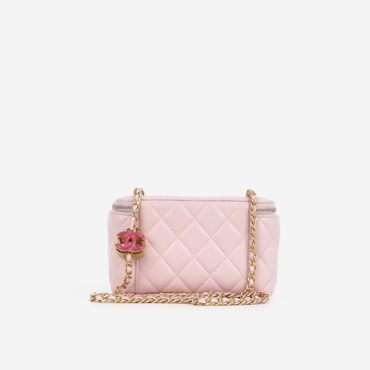 Chanel CC Crush Vanity On Chain - Pink Lambskin Enamel | Gold Hardware