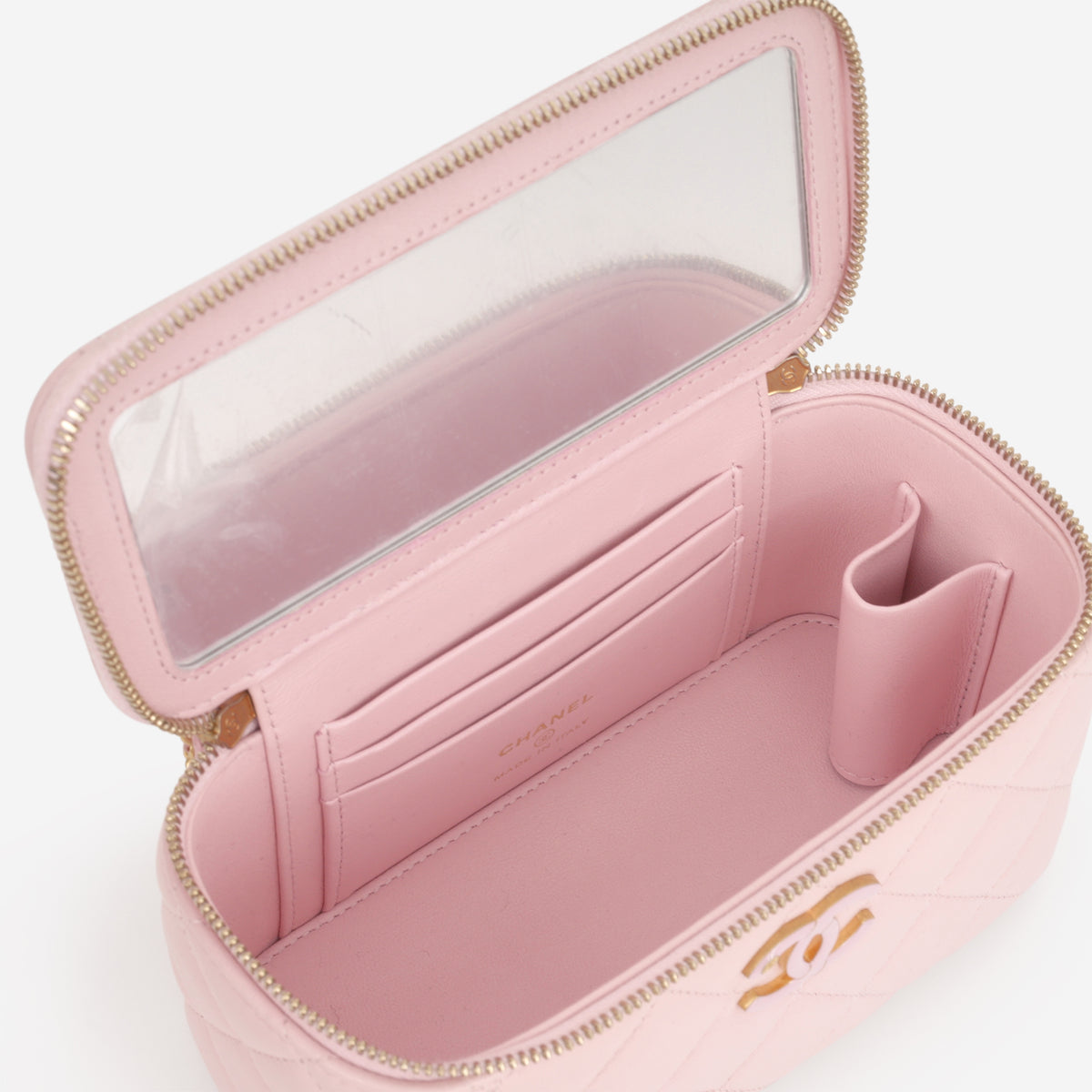 Chanel CC Crush Vanity On Chain - Pink Lambskin Enamel | Gold Hardware