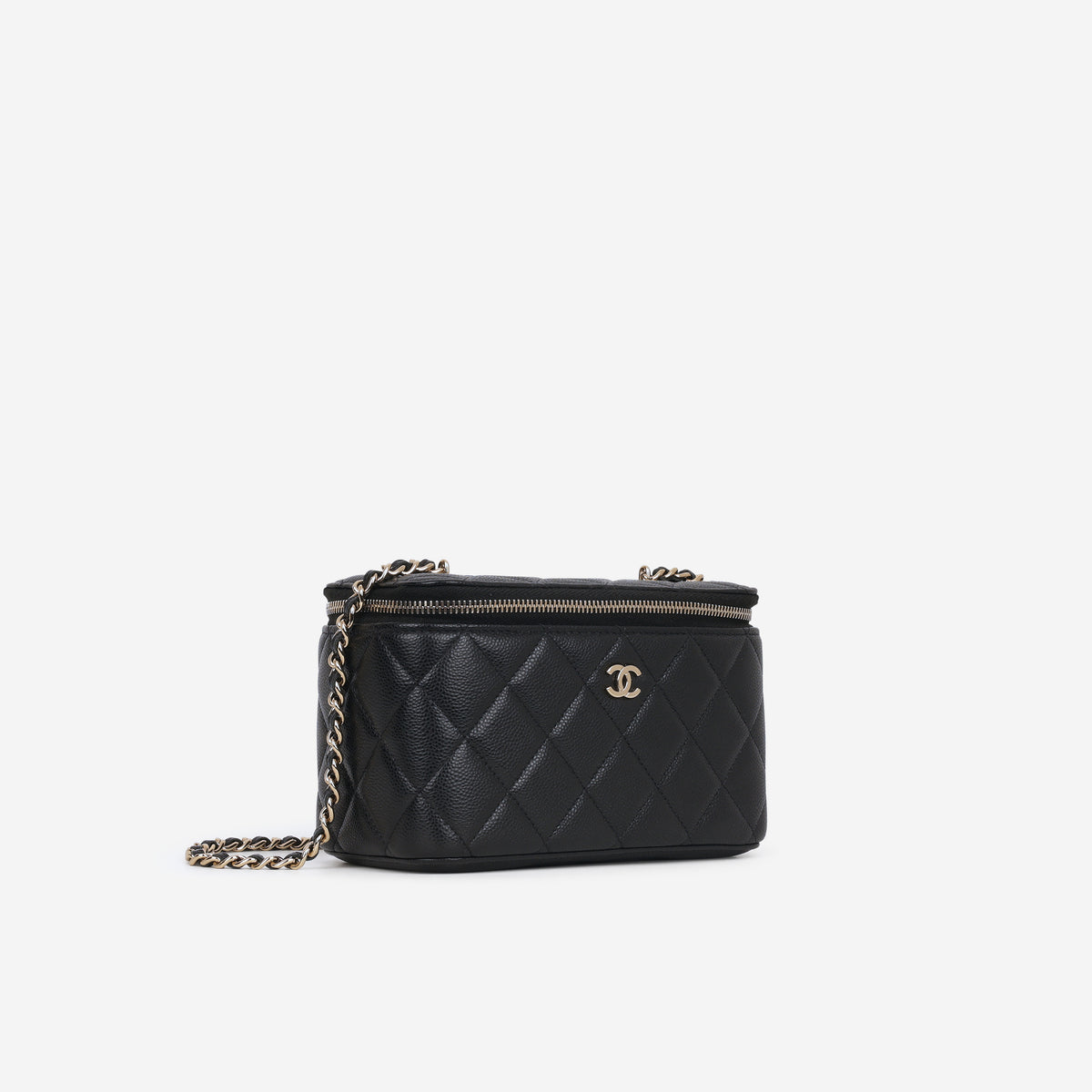 Chanel Small Vanity on Chain - Black Caviar | Champagne Gold Hardware