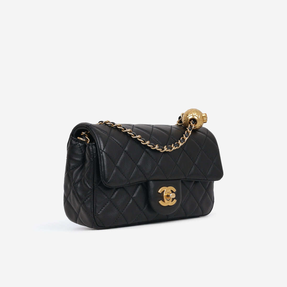 Chanel Mini Rectangular Pearl Crush - Black Lambskin | Aged Gold Hardware