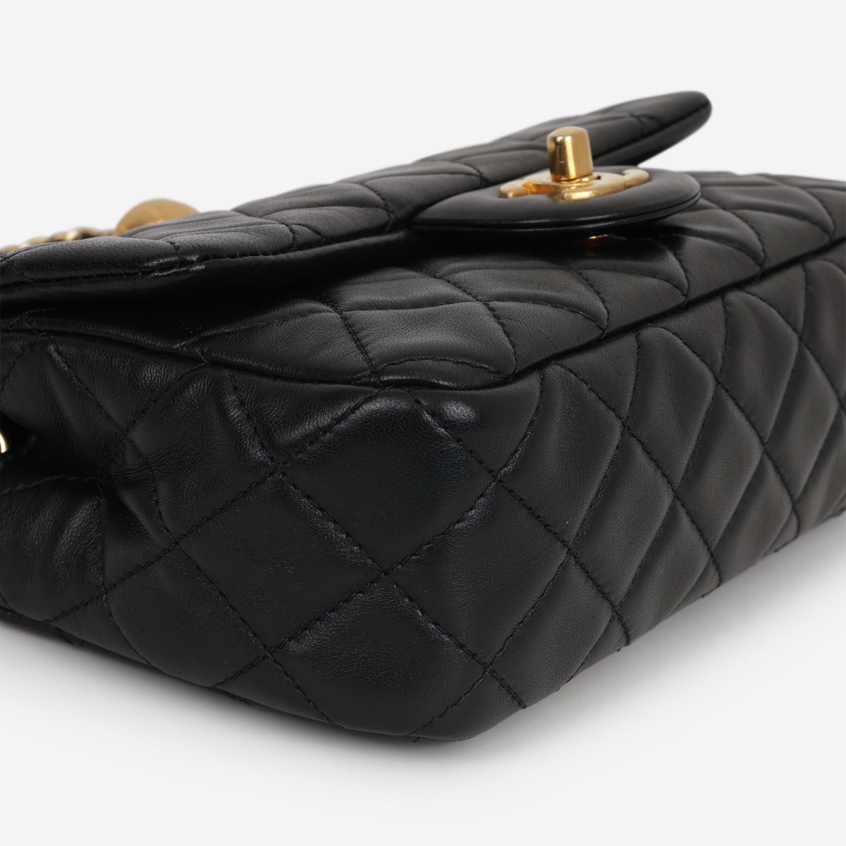 Chanel Mini Rectangular Pearl Crush - Black Lambskin | Aged Gold Hardware