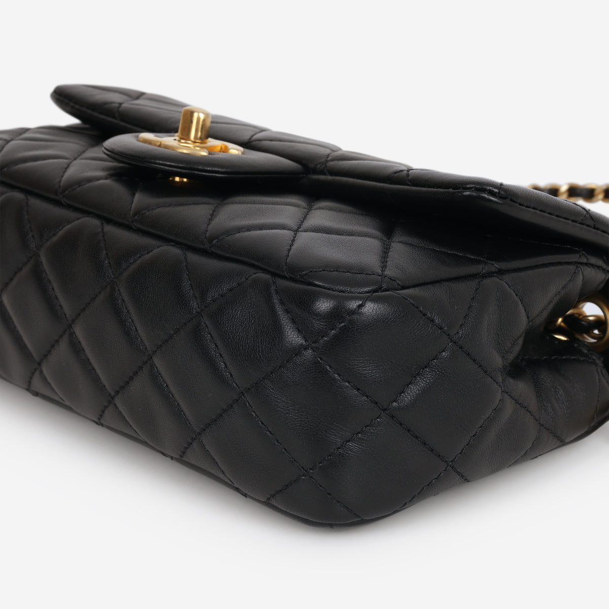 Chanel Mini Rectangular Pearl Crush - Black Lambskin | Aged Gold Hardware