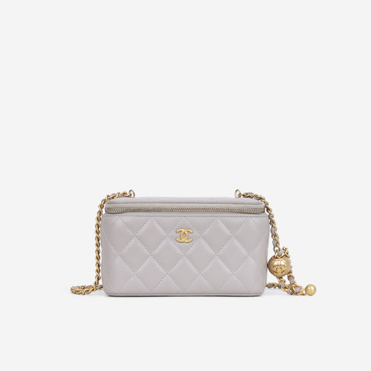 Chanel Small Vanity Pearl Crush - Grey Lambskin | Aged Gold Hardware
