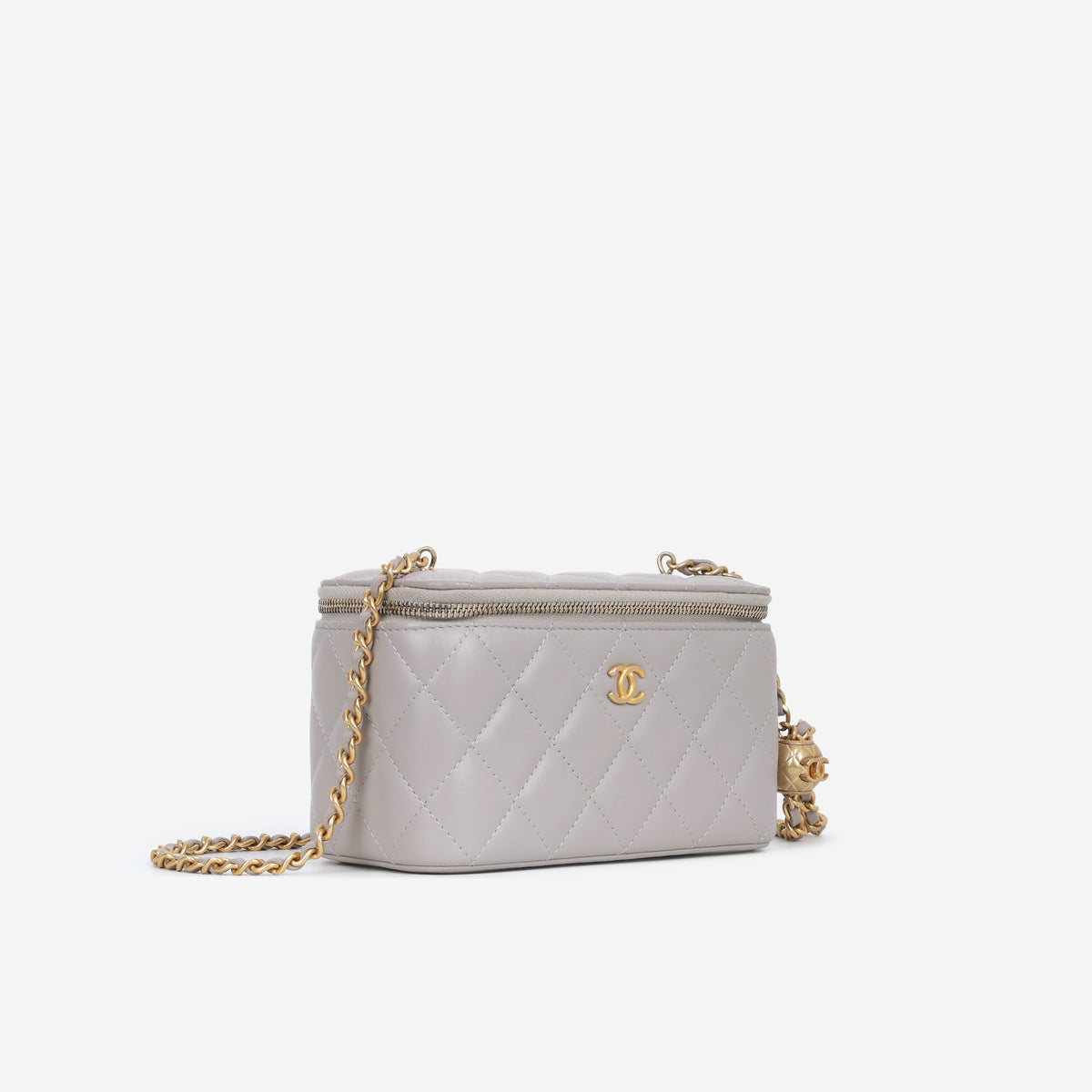Chanel Small Vanity Pearl Crush - Grey Lambskin | Aged Gold Hardware