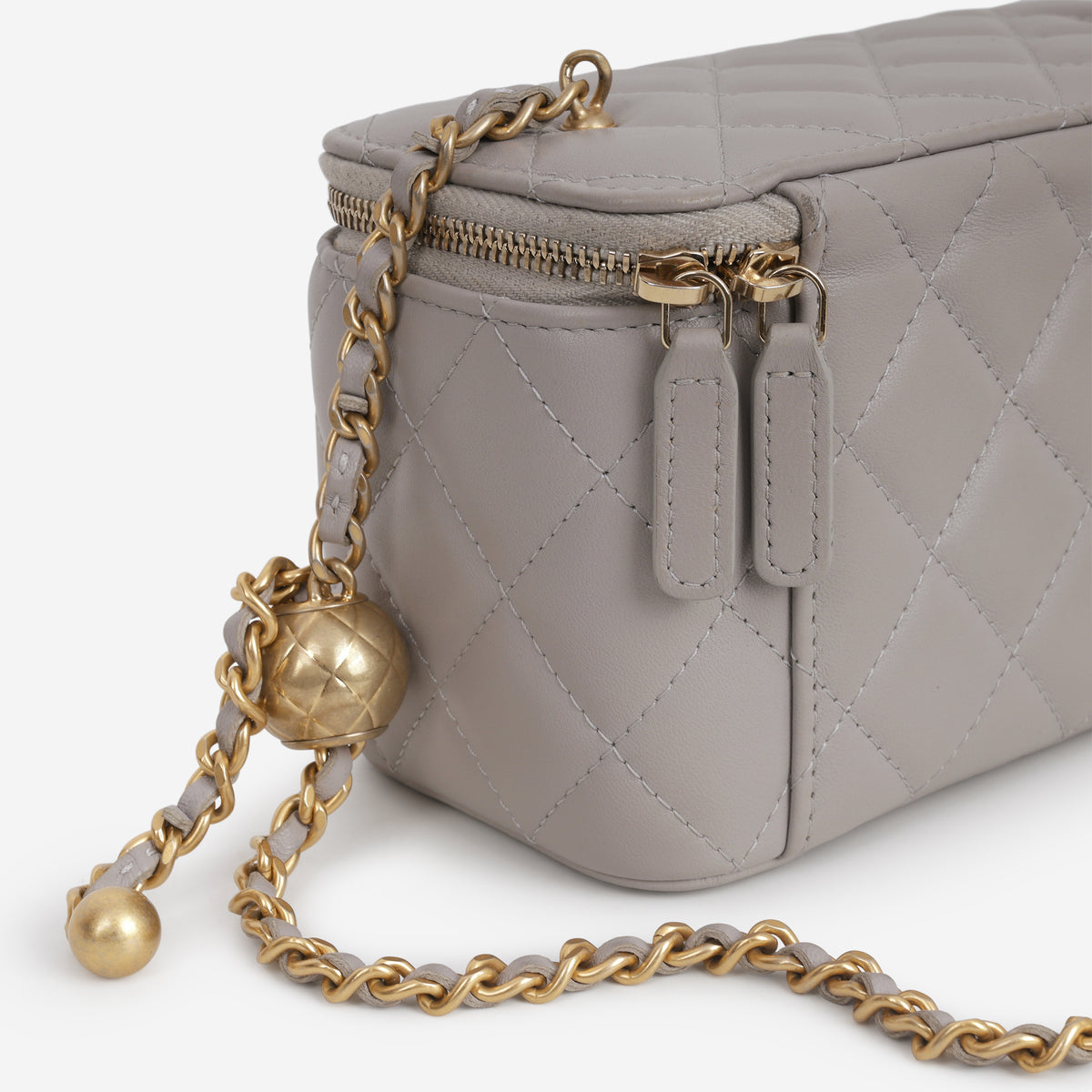 Chanel Small Vanity Pearl Crush - Grey Lambskin | Aged Gold Hardware