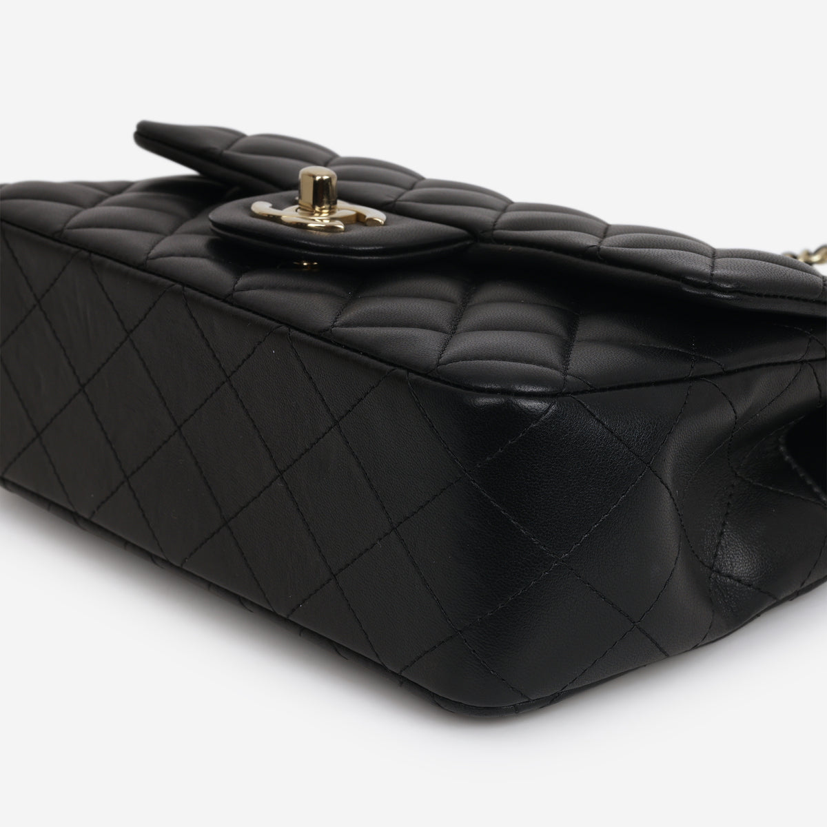 Chanel Mini Rectangular Top Handle - Black Lambskin | Champagne Gold Hardware