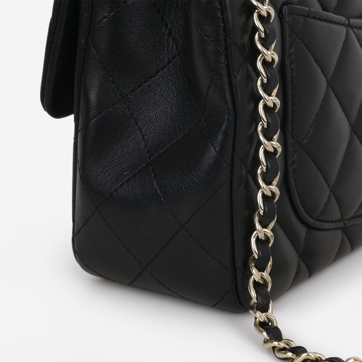 Chanel Mini Rectangular Top Handle - Black Lambskin | Champagne Gold Hardware