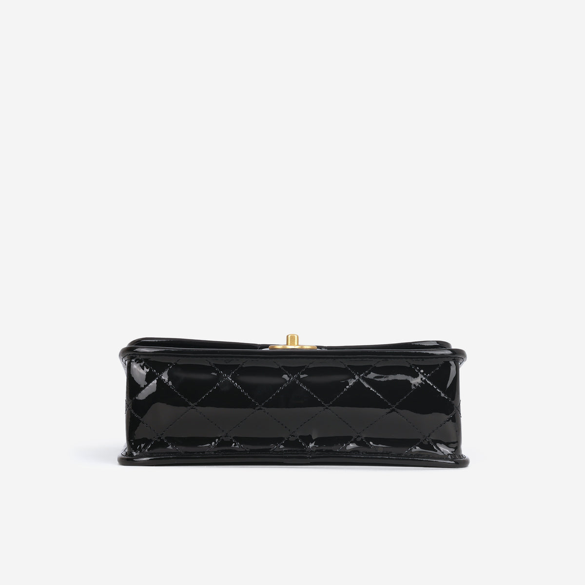 Chanel 22k "School Memory" Top Handle - Black Patent | Aged Gold Hardware