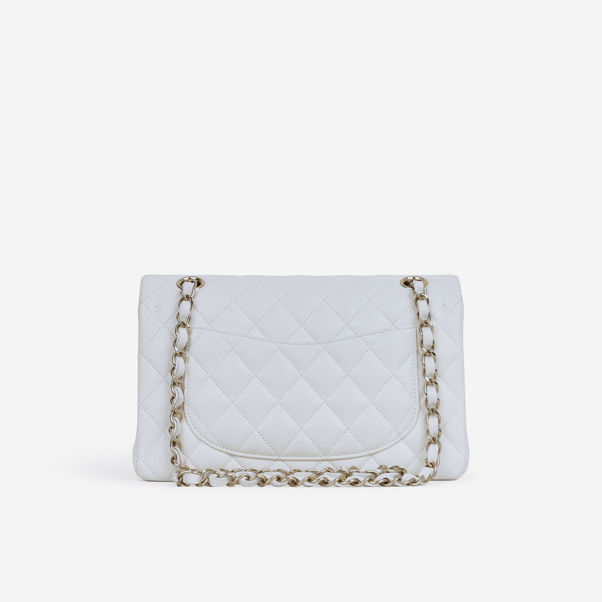 Chanel Small Classic Flap - White Caviar | Champagne Gold Hardware