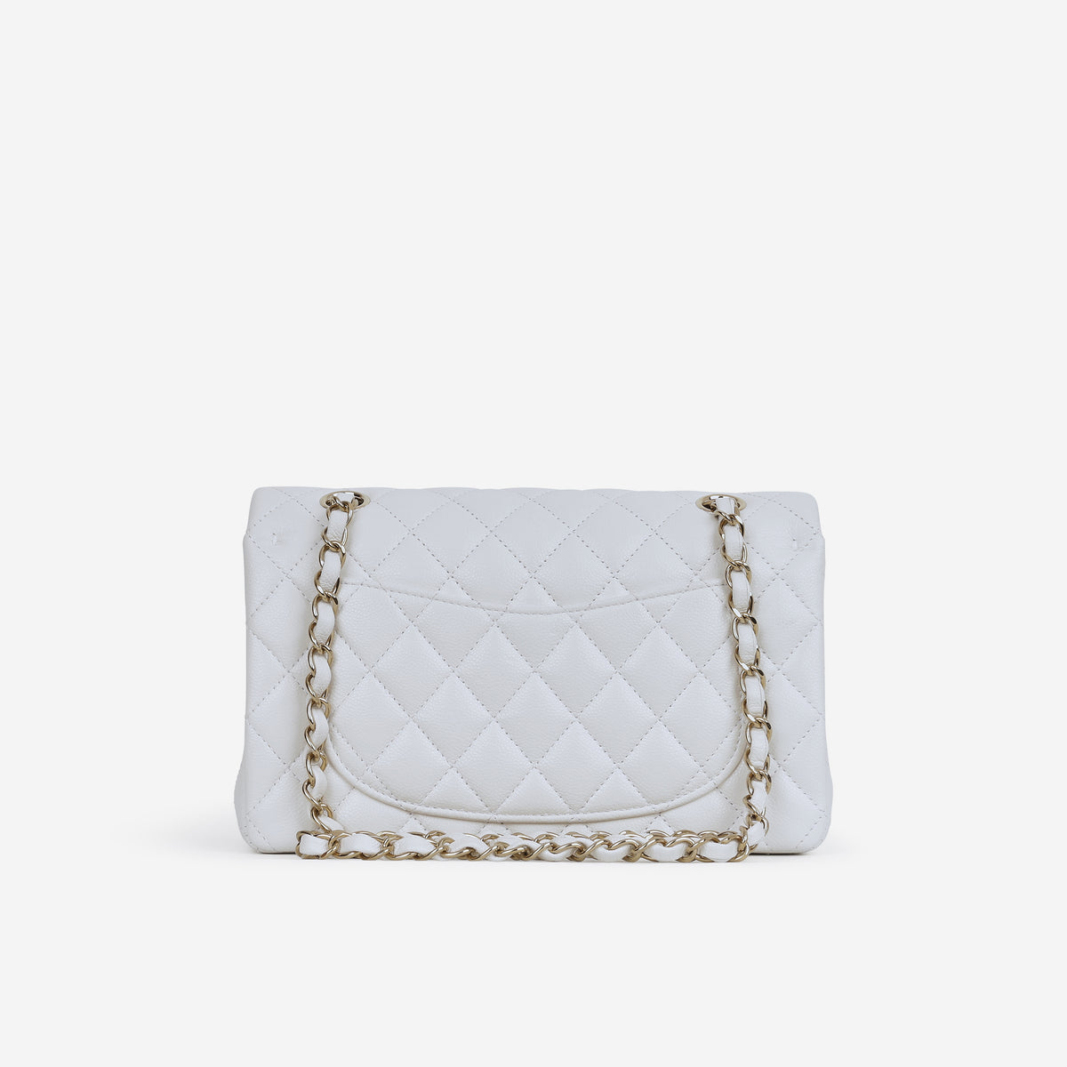 Chanel Small Classic Flap - White Caviar | Champagne Gold Hardware