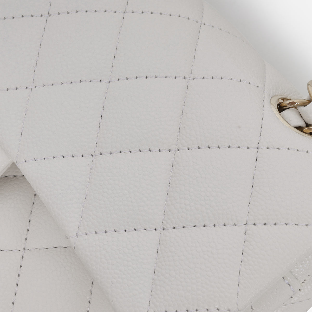 Chanel Small Classic Flap - White Caviar | Champagne Gold Hardware