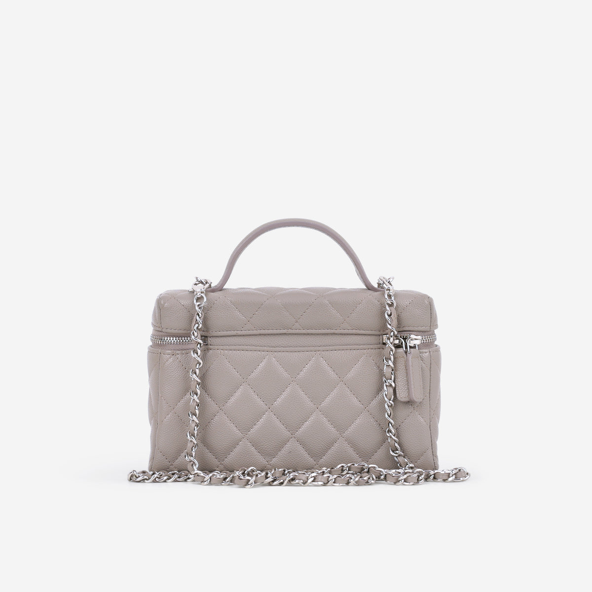 Chanel Top Handle Vanity With Chain - Grey Caviar | Silver Hardware