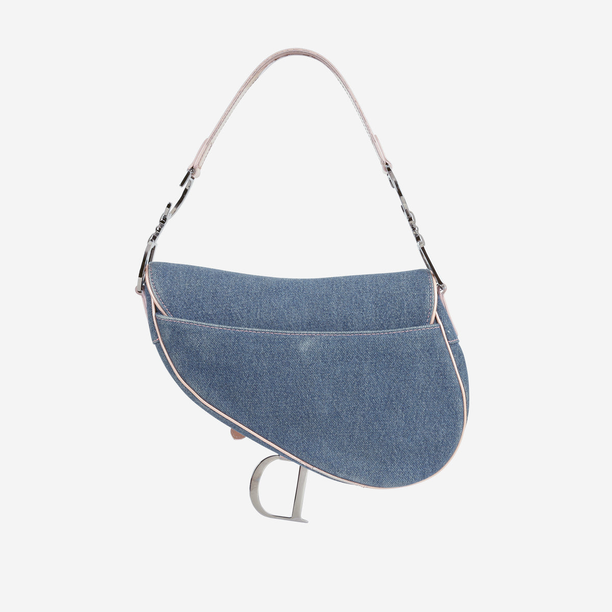 Dior Vintage Flight Saddle Bag - Blue Denim / Pink Trim | Silver Hardware