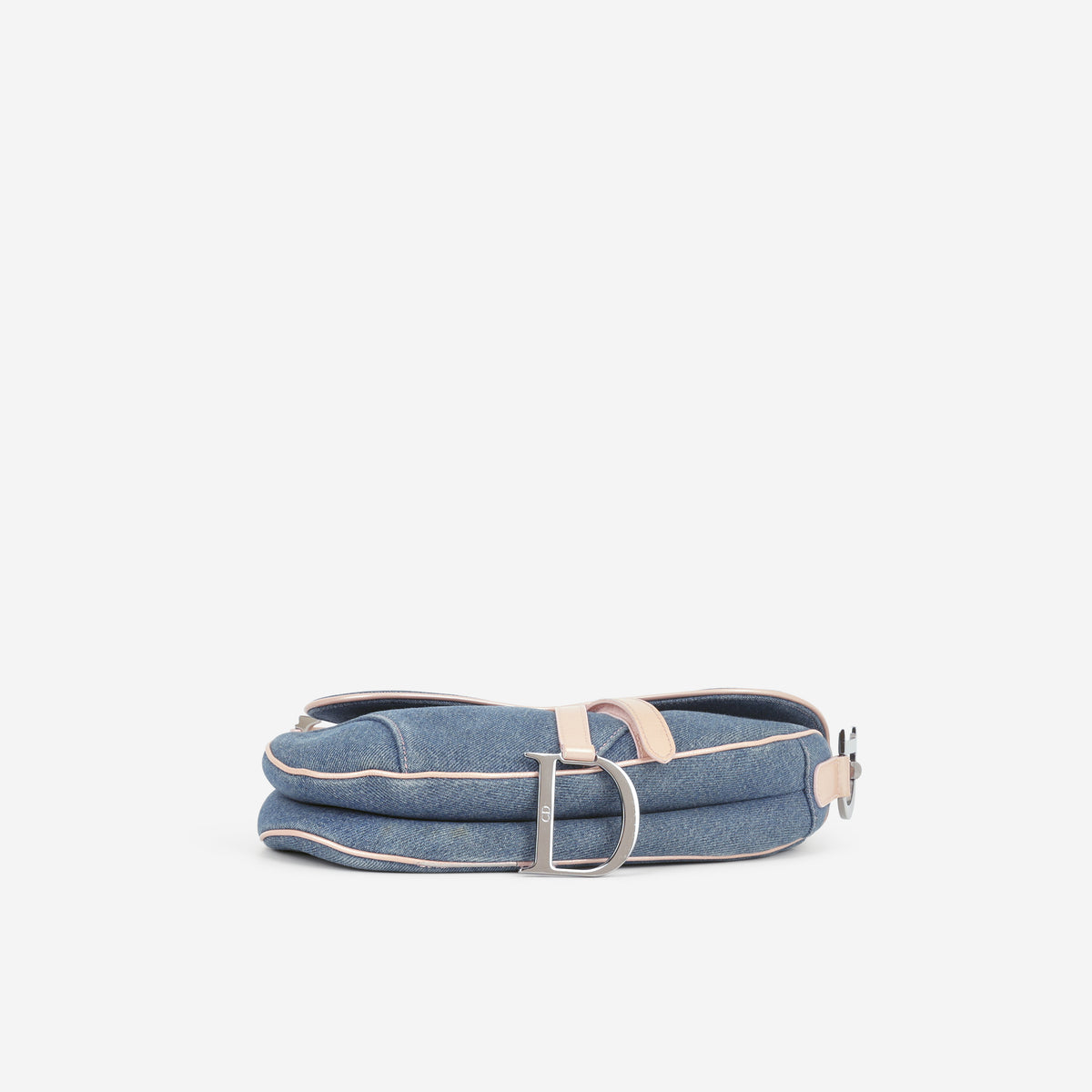 Dior Vintage Flight Saddle Bag - Blue Denim / Pink Trim | Silver Hardware